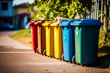 Collection of a garbage can full of various types of garbage, the concept of recycling and separate waste collection