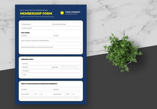 Blue Yellow Registration Form