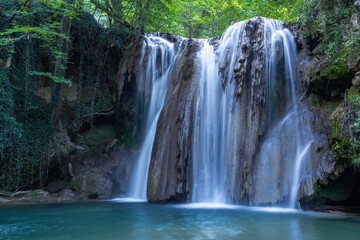 Fototapeta na wymiar Blederija waterfall National Park Djerdap near the village of Reka in eastern Serbia