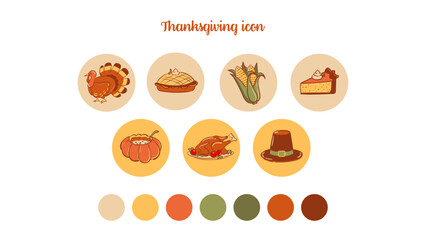 Happy Thanksgiving .Set of food and decorate illustrations
