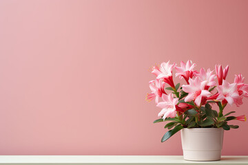 pink flower in a vase - Powered by Adobe