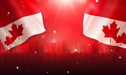 Labor Day Canada flag and worker group photo .generative AI