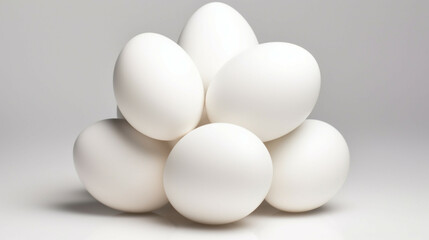 White eggs on a white background. Organic duck eggs isolated on white background.