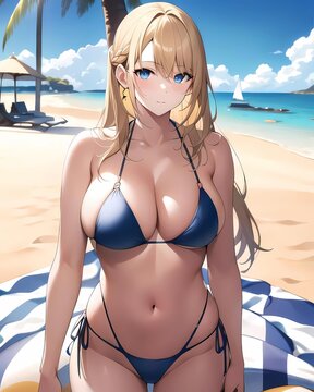 anime girl in bikini - Generative AI