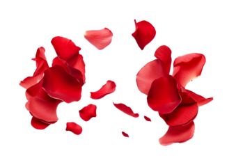 red rose flower petals scattered.