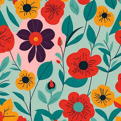 minimalist colorful abstract floral repeating pattrens