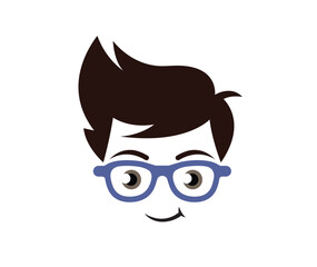 Geek Boy Face Glasses Design Vector Symbol stock illustration