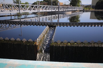Industrial scene with a modern waste water treatment plant 