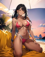 anime girl in bikini - Generative AI