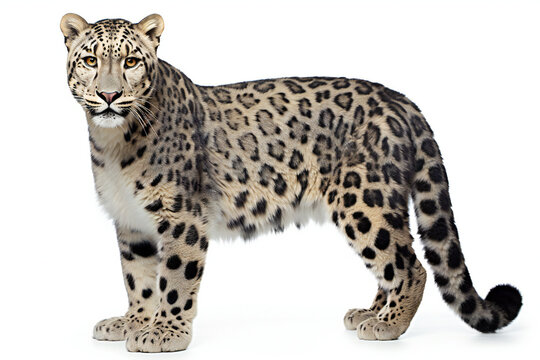 A Big Cat Leopard Isolated On White Background, Generative AI