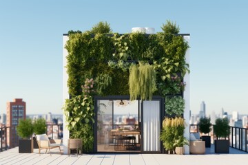 Green eco-friendly building modern ecological sustainable office design concept futuristic city architecture environmental project grass trees cover walls rooftop clean zero emissions vertical garden