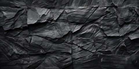 Black stone wall texture background. Dark grey slate background or texture, Black rock, stone, textured, generative ai