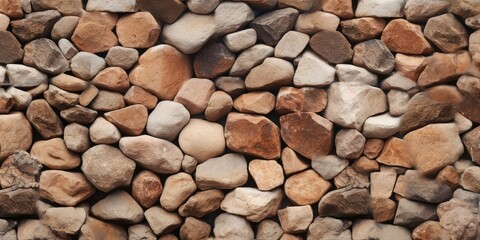 Naklejka premium Top view on brown stones texture as natural background, Brown stones wallpaper, Brown stones textured backdrop, generative ai