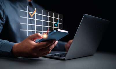 calendar, date, event, note, agenda, appointment, meeting, plan, memo, schedule. check at smartphone to view mine agenda and meeting. at top that table HUD is showing, schedule and appointment mark it