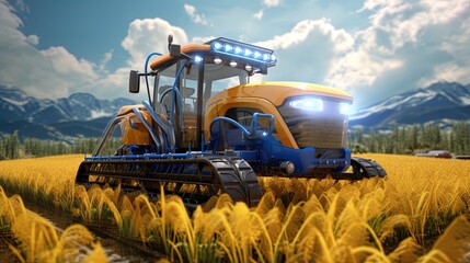 Agricultural technology on farmland, generated by AI