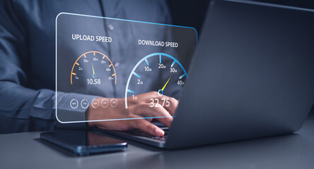 technology, working, business, performance, speed, test, broadband, management, internet, quality. typing keyboard to inspect speed test internet broadband technology. then check quality, performance.