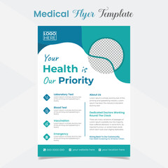 Healthcare and medical care flyer and poster template design