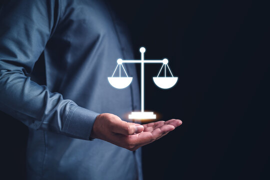 technology, business, judge, strategy, equity, judiciary, award, celebration, online, honesty. palm of hands hold a judicial seal symbolic icon. it means business of target, via strategy to get it.