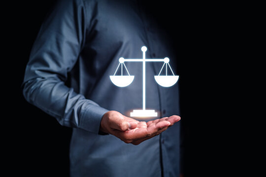 technology, business, judge, strategy, equity, judiciary, award, celebration, online, honesty. palm of hands hold a judicial seal symbolic icon. it means business of target, via strategy to get it.