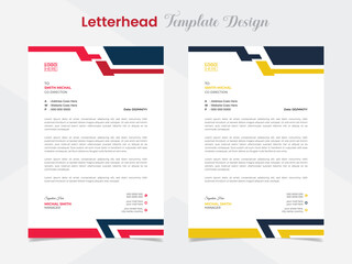 professional letterhead template design with wave shapes