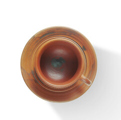 Empty clay bowl isolated on transparent background.
