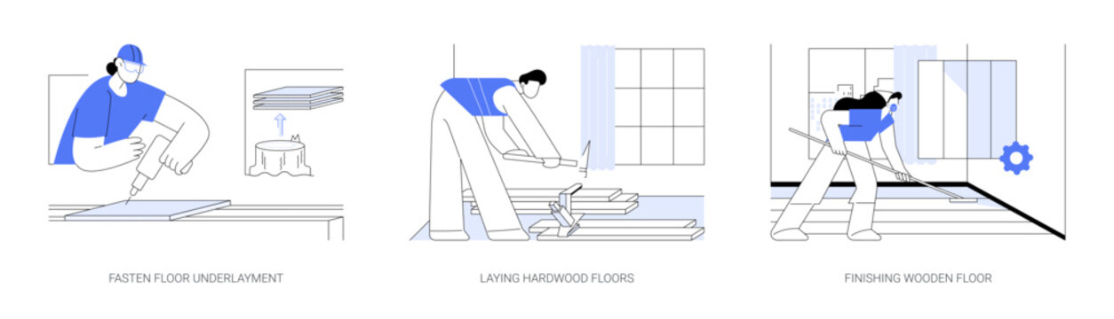 Hardwood flooring abstract concept vector illustrations.