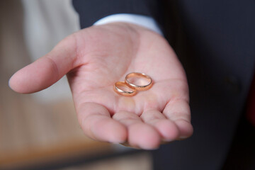 wedding rings on the groom's hand dissolve