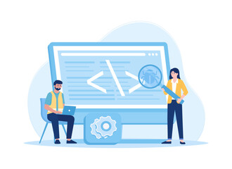 Programming language improvements, script writing concept flat illustration