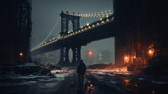Generative AI. Bridge at night
