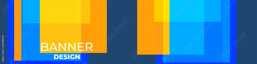 Aufkleber geometric blue and yellow wide abstract background design with transparent square shapes. vector ill