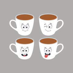Happy emote coffee cup vector illustration.