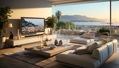 Fototapeta premium modern apartment with a city view