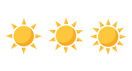Vector suns with different rays. Isolated on a white background.	
