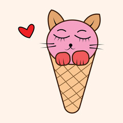 Fancy Ice-cream with cone design vector. Isolated background