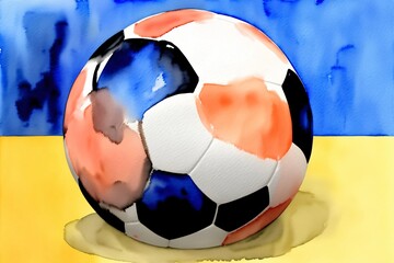 A Watercolor Painting Of A Soccer Ball