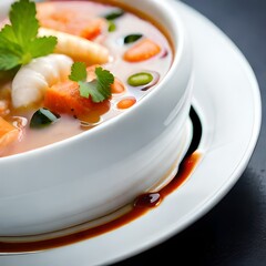 Seafood ceviche soup on a neutral background generated by AI