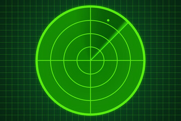 Green radar screen with dot