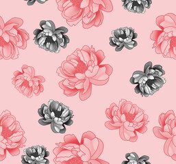 colorful roses, decorative pattern. perfect illustration. Floral seamless pattern for fabric, wallpaper, background.