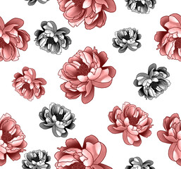 colorful roses, decorative pattern. perfect illustration. Floral seamless pattern for fabric, wallpaper, background.