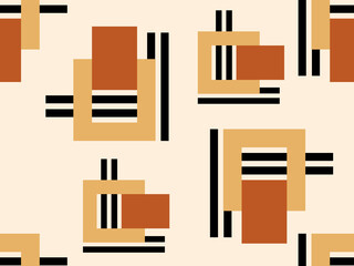 geometric pattern, colorful, with beige background. earthy tones for all-over print, seamless