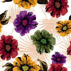 Colorful roses, decorative pattern. perfect illustration. Floral seamless pattern for fabric, wallpaper, background.