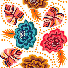 Colorful roses, decorative pattern. perfect illustration. Floral seamless pattern for fabric, wallpaper, background.