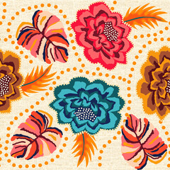 Colorful roses, decorative pattern. perfect illustration. Floral seamless pattern for fabric, wallpaper, background.