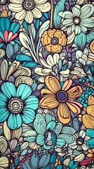 Fotobehang beautiful illustration of flowers with bright colors. Beautiful flowers for background. Flower background art. Post-processed generative AI © ahsart