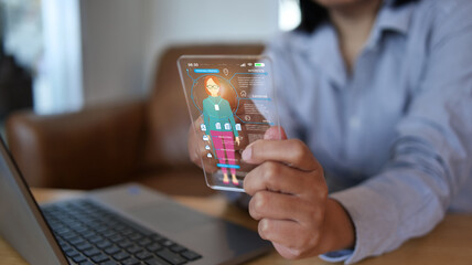 Maximum visibility. Discover the essence of managing personal data through Hologram technology on screen. Perfect for microstock platforms. Passionate photographer's unique perspective