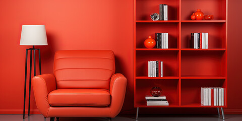 Fototapeta premium modern living room with red furniture