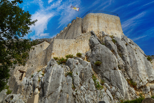 Medieval castle Sokol Grad, Falcon Fortress, Croatia, outdoors.