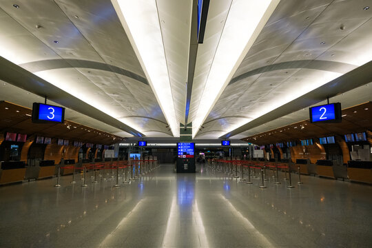 台湾桃園国際空港 第1ターミナル、チェックインカウンター（2023年2月13日）