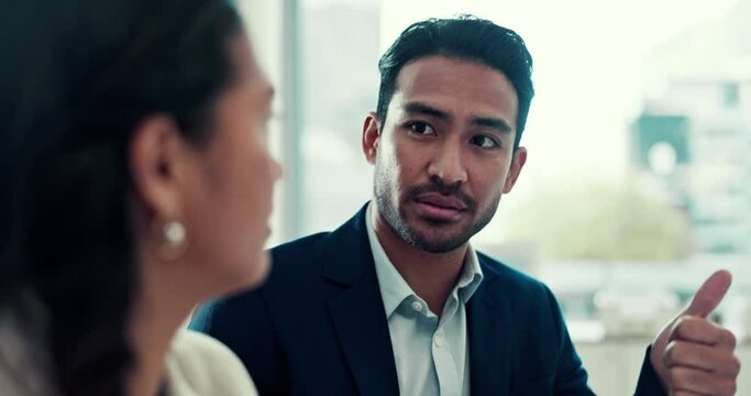 Business people, coaching and manager with employee, training and explain process with advice, mentor and feedback. Corporate, staff and man with woman, supervisor and review kpi targets in workplace