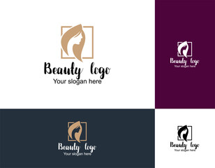 women face combine flower and branch logo for beauty salon, spa, cosmetic, and skin care. elegant logo design and business card.